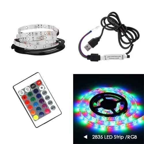 LED Strip Lights -DC 5V 3Key USB Cable Power Flexible 50CM 1M 2M 3M 4M 5M