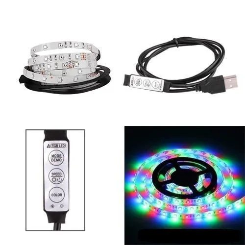 LED Strip Lights -DC 5V 3Key USB Cable Power Flexible 50CM 1M 2M 3M 4M 5M