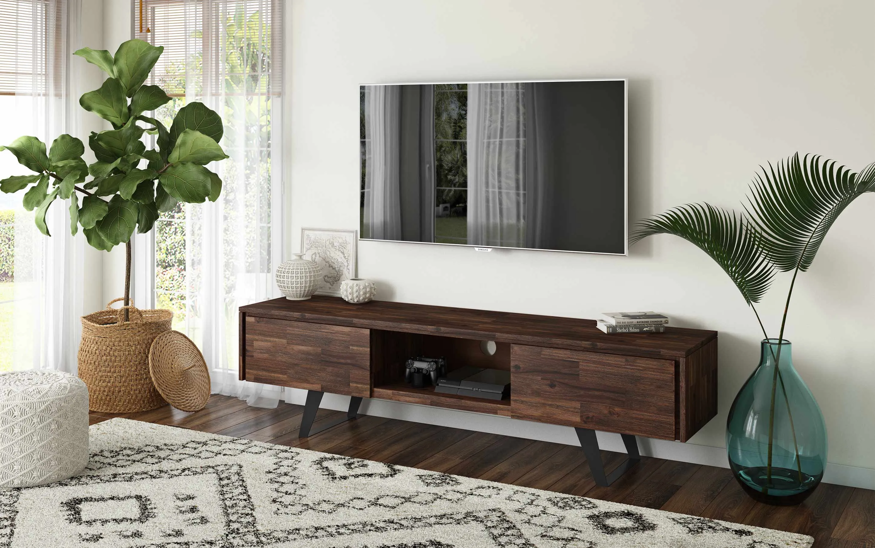 Lowry 72 inch TV Media Stand in Acacia