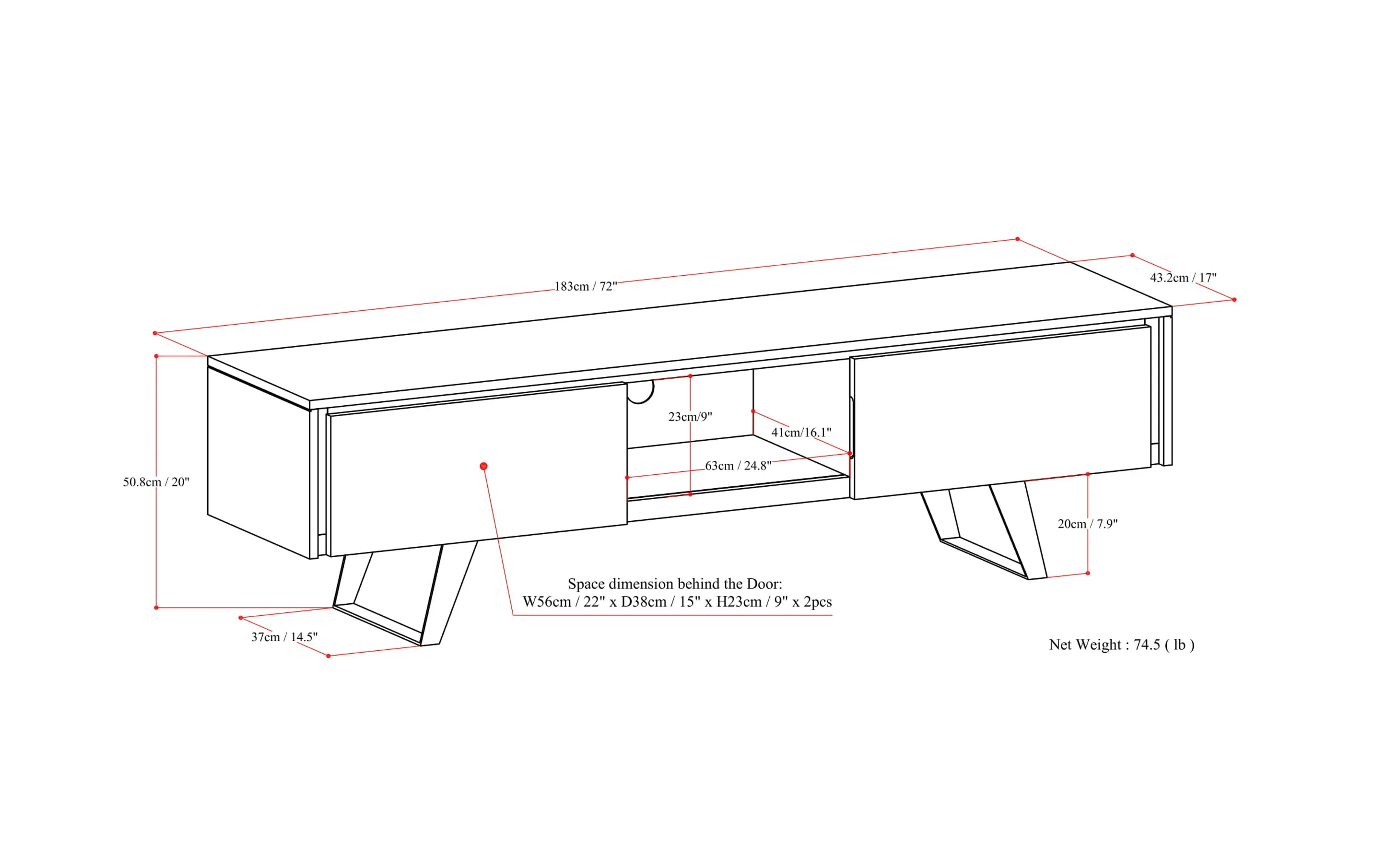 Lowry 72 inch TV Media Stand in Acacia