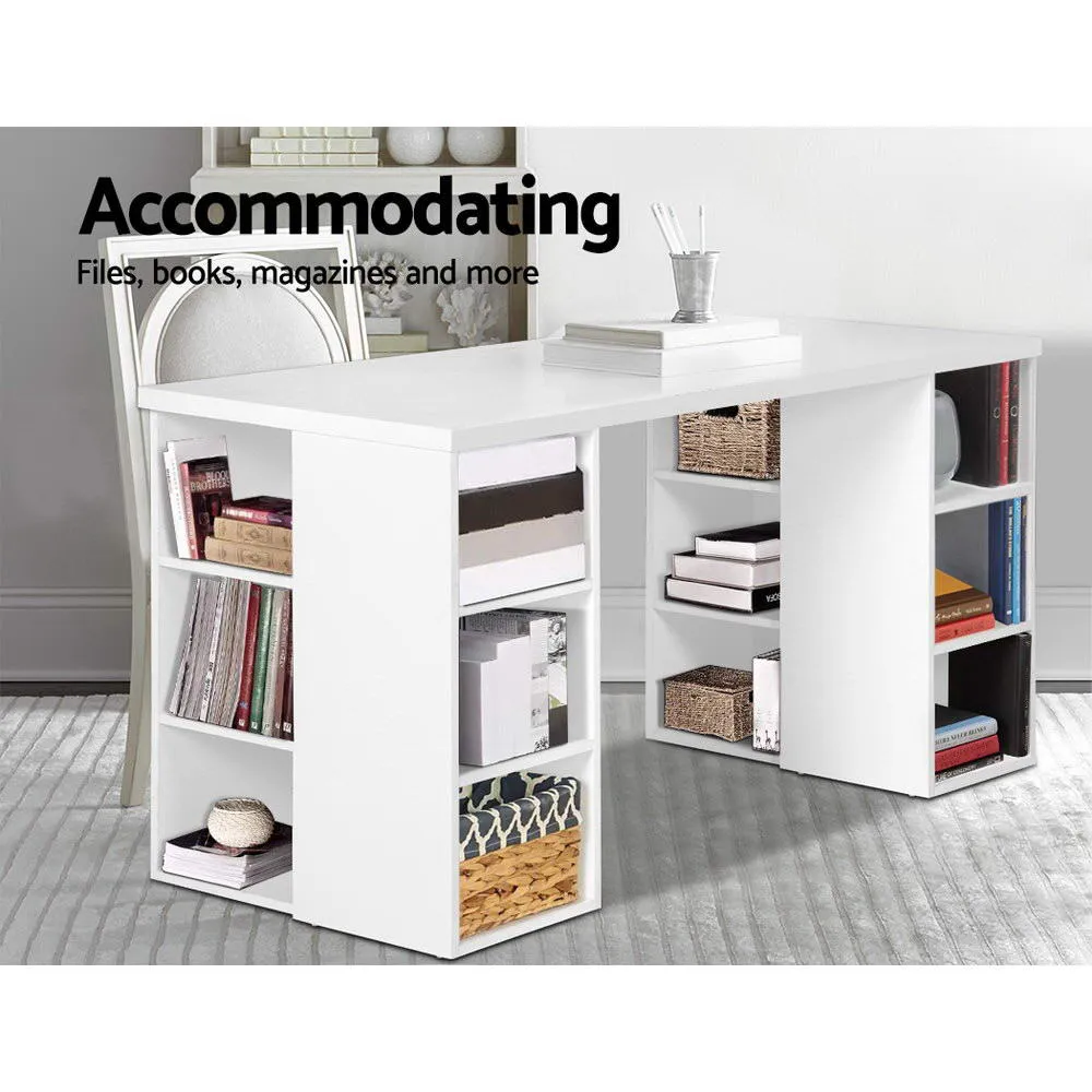 Modern White Computer Desk with Shelves, 150cm - Artiss