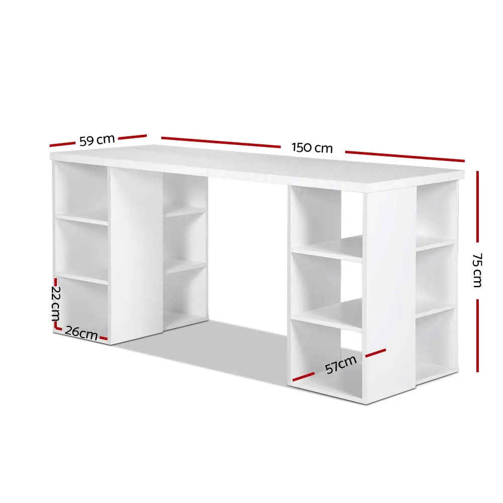 Modern White Computer Desk with Shelves, 150cm - Artiss