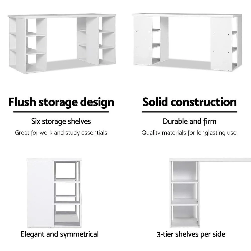 Modern White Computer Desk with Shelves, 150cm - Artiss