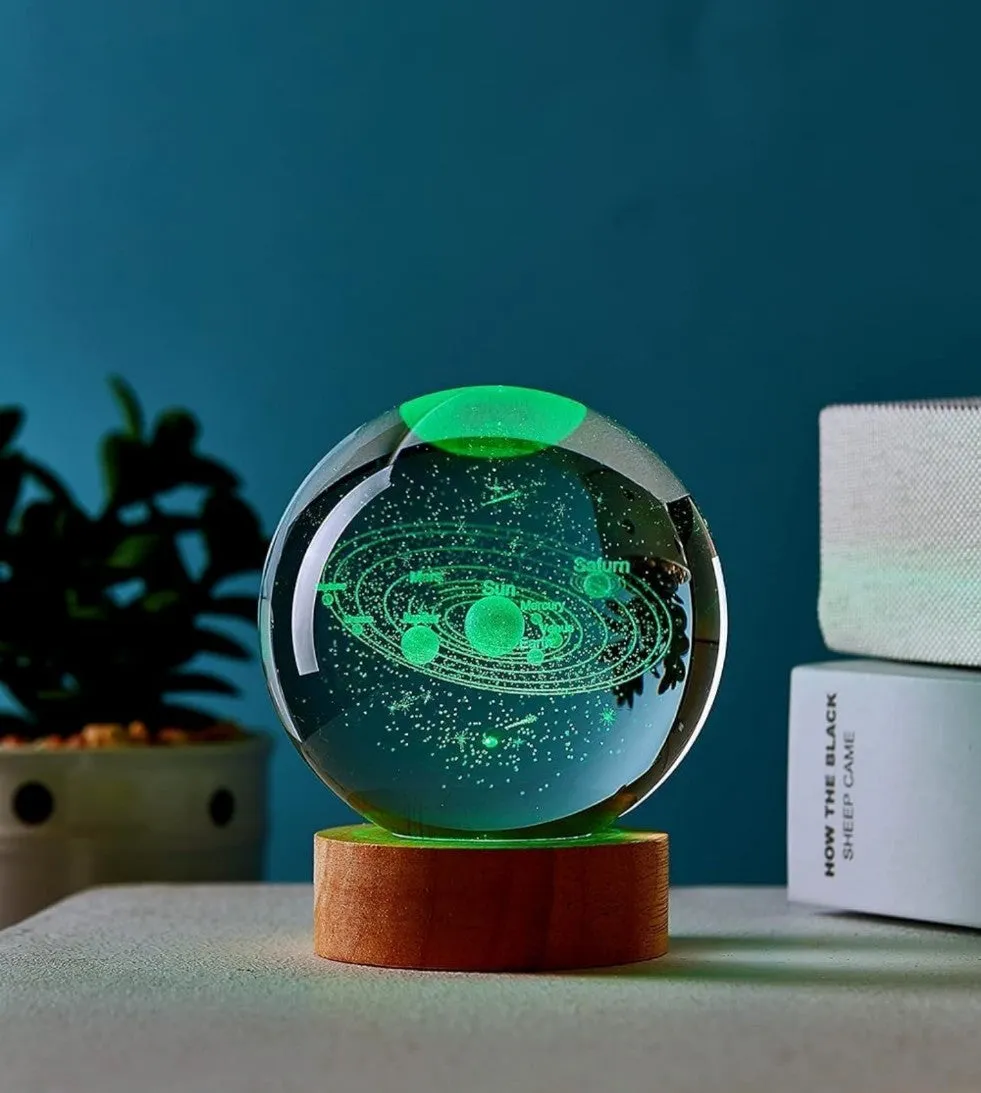 Night lamp 3D galaxy crystal ball night lamp,solar system crystal ball night light (Multiple Colour)