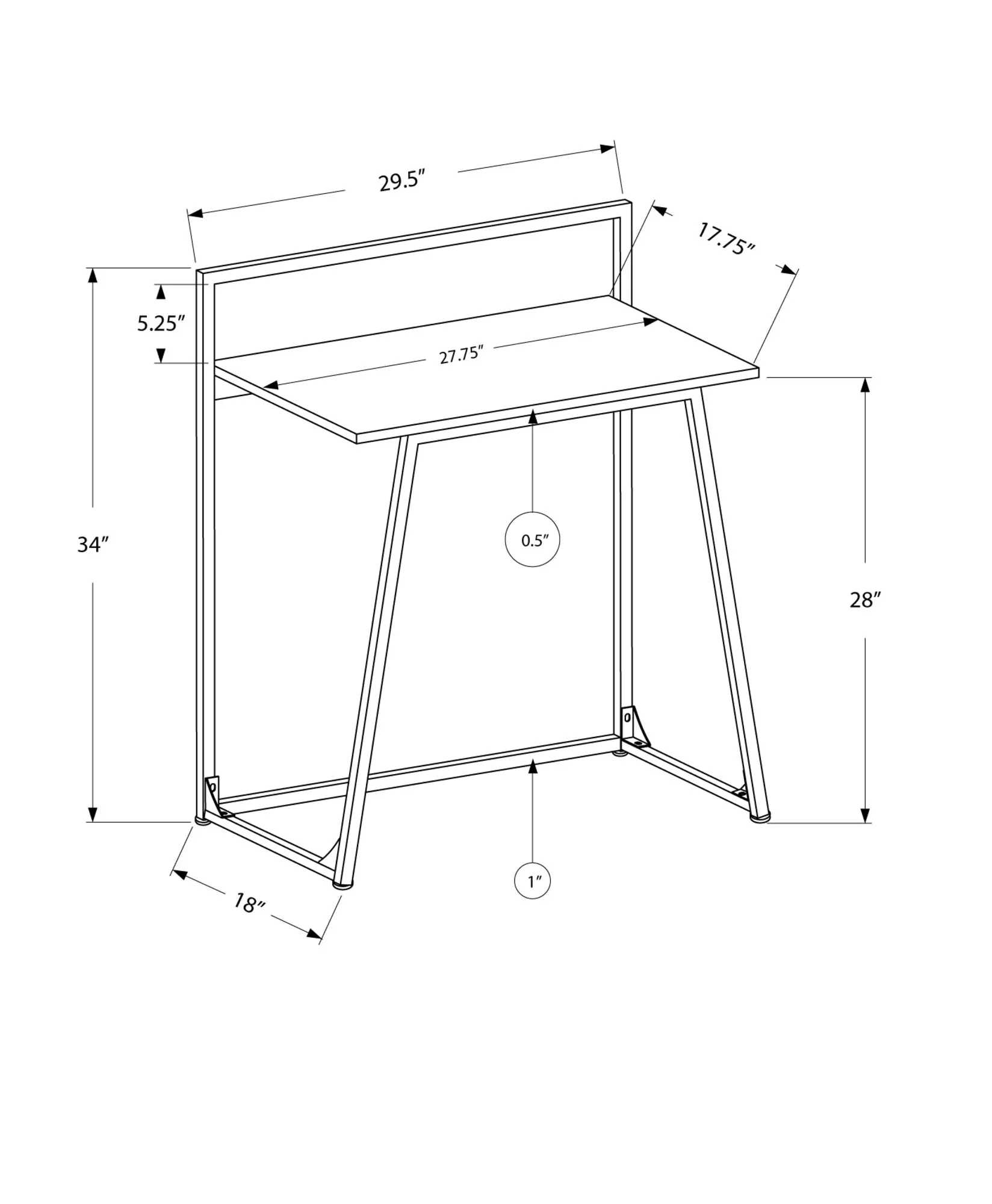 OFFICE SERIES - 30"L / JUVENILE NATURAL / WHITE METAL