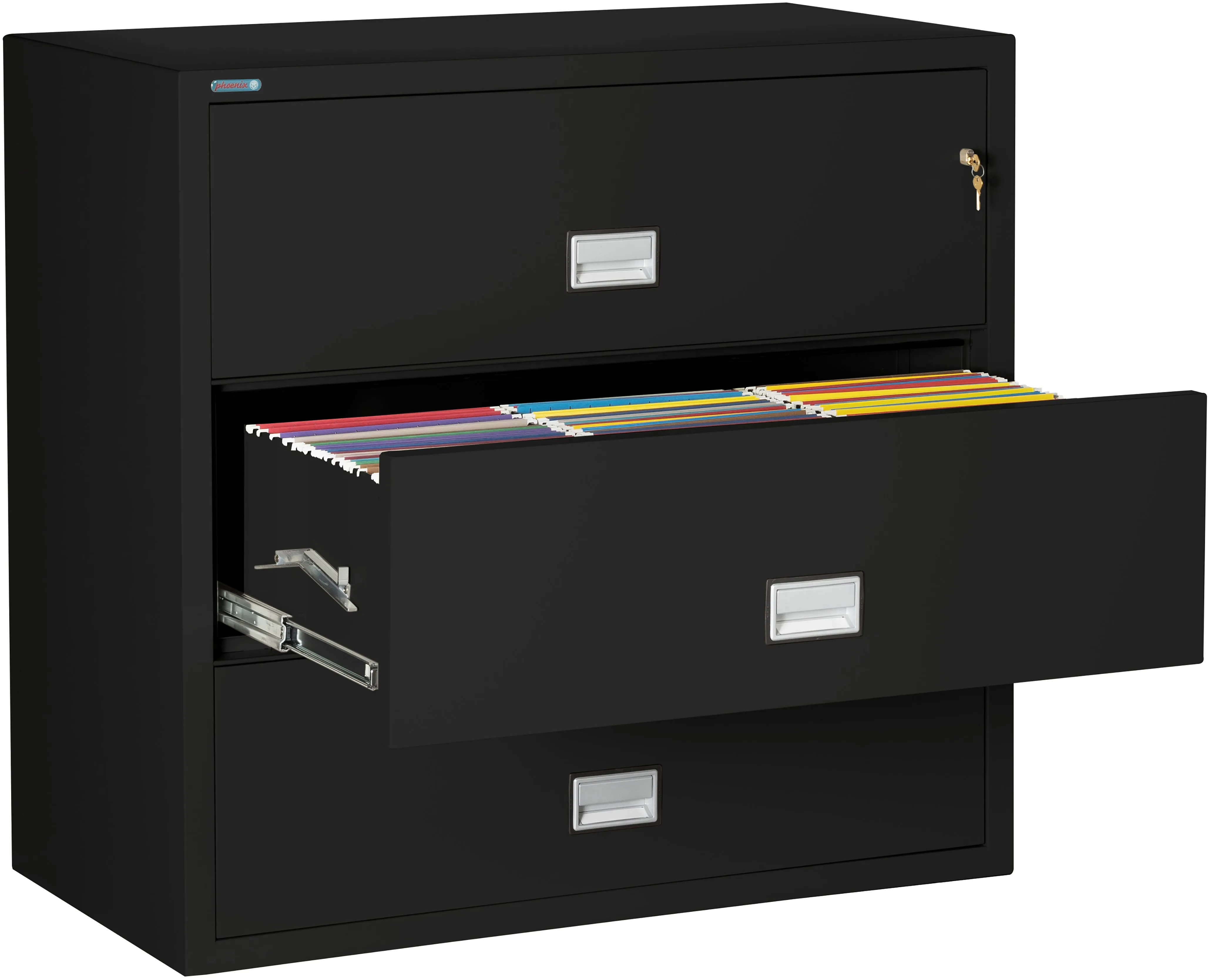 Phoenix Safe LAT3W44 44" 3 Drawer Lateral Size Fire File Cabinet