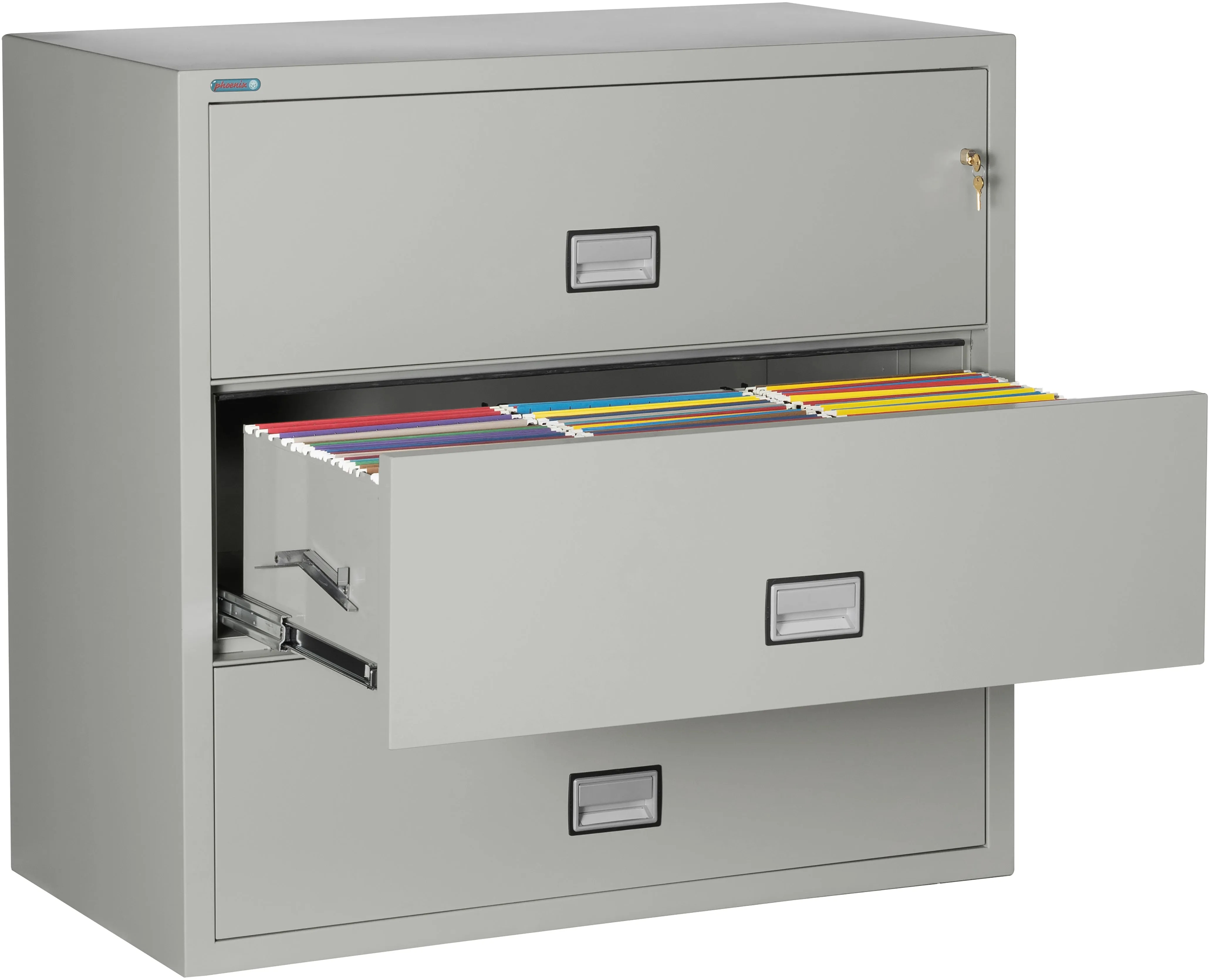 Phoenix Safe LAT3W44 44" 3 Drawer Lateral Size Fire File Cabinet