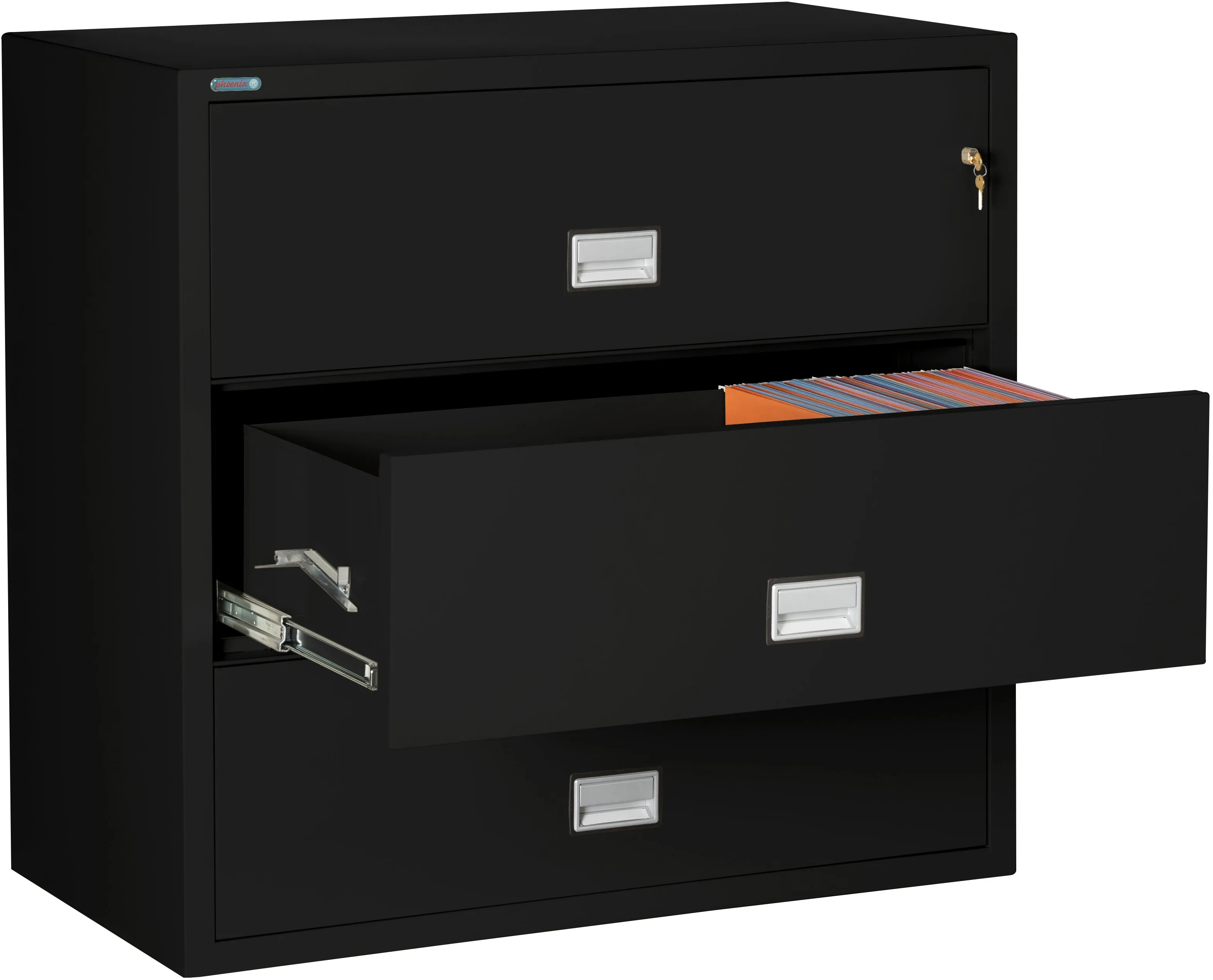 Phoenix Safe LAT3W44 44" 3 Drawer Lateral Size Fire File Cabinet