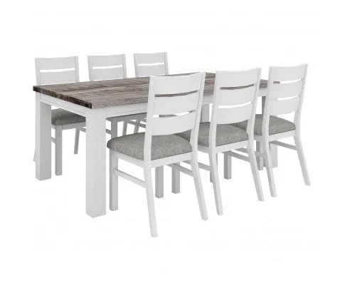 Plumeria Dining Chair Set of 2 Solid Acacia Wood Dining Furniture - White Brush