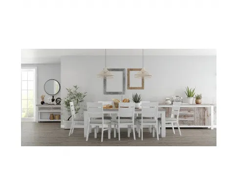 Plumeria Dining Chair Set of 2 Solid Acacia Wood Dining Furniture - White Brush