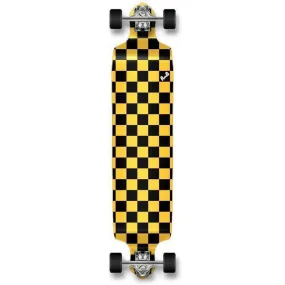 Punked Checkered Yellow Drop Down Downhill Longboard