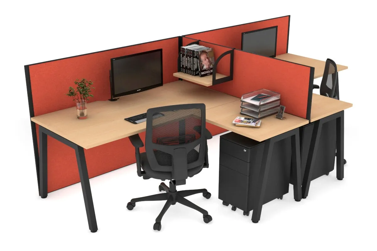 Quadro A Legs 2 Person Corner Workstation - T Configuration [1800L x 1800W with Cable Scallop]