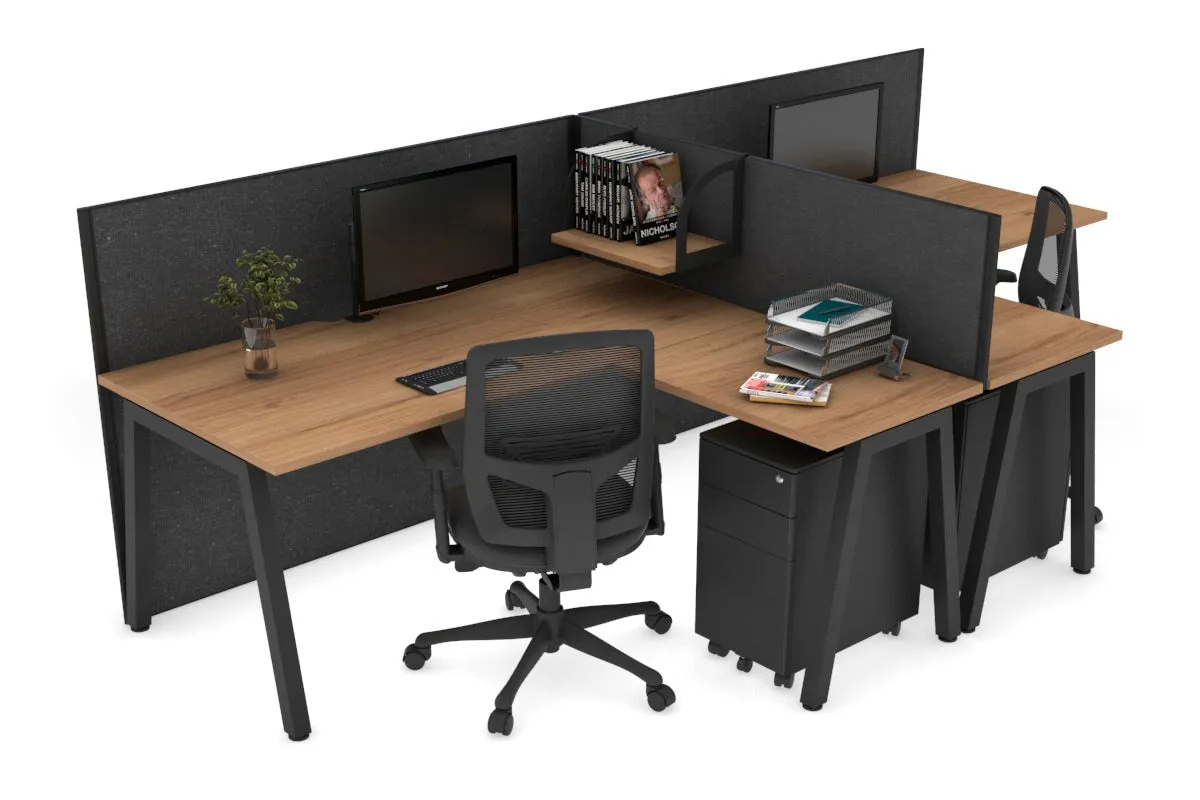 Quadro A Legs 2 Person Corner Workstation - T Configuration [1800L x 1800W with Cable Scallop]