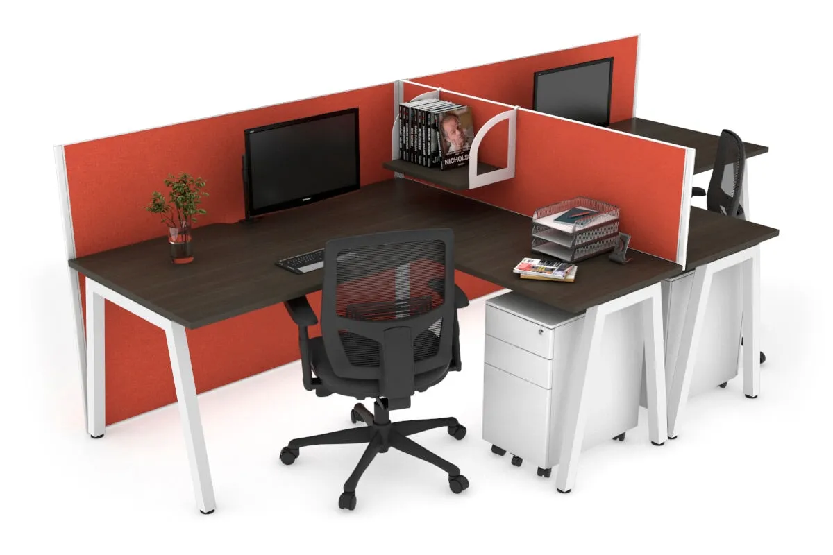 Quadro A Legs 2 Person Corner Workstation - T Configuration [1800L x 1800W with Cable Scallop]