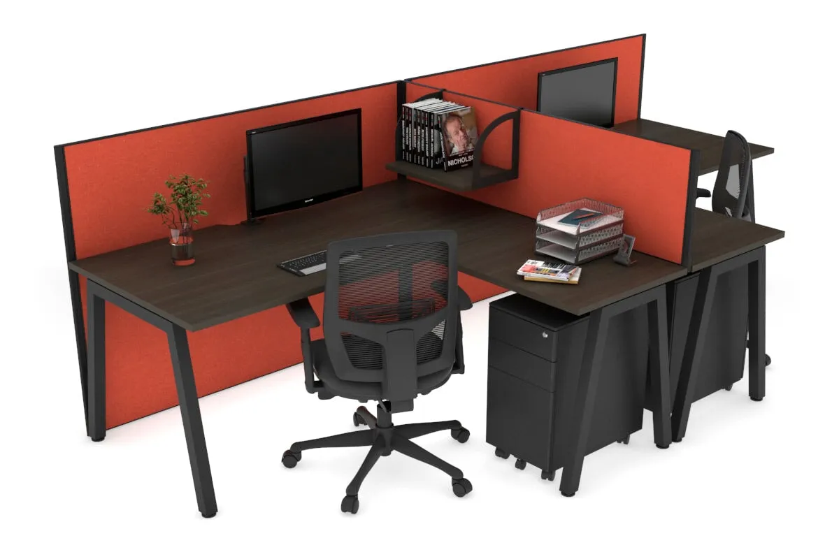 Quadro A Legs 2 Person Corner Workstation - T Configuration [1800L x 1800W with Cable Scallop]