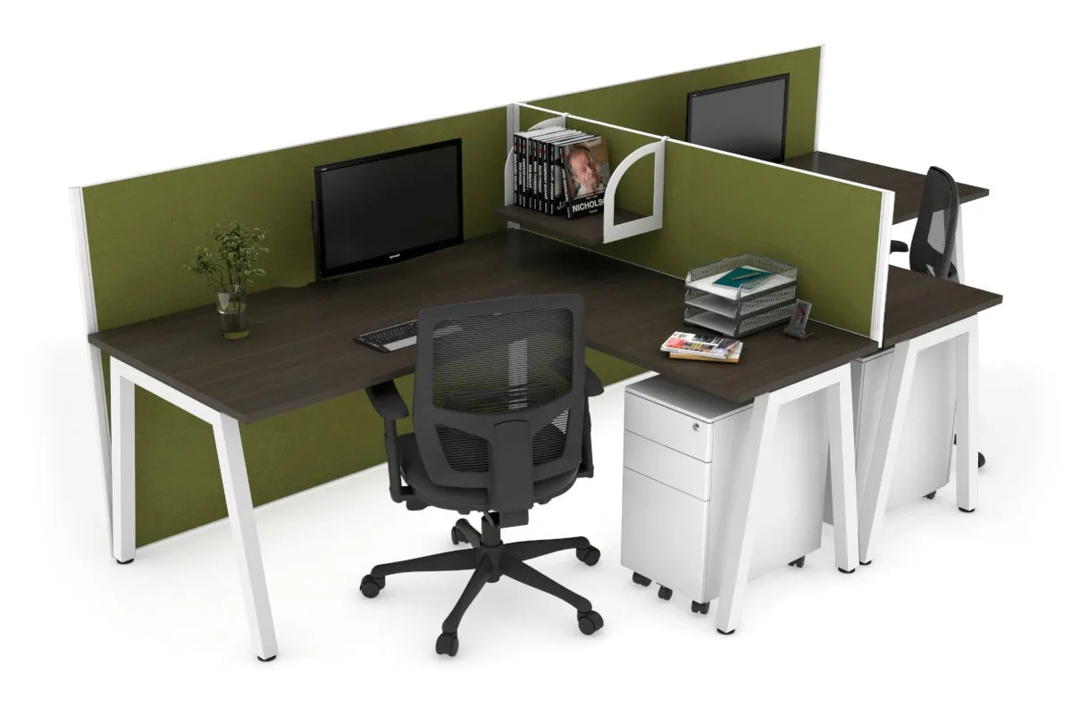 Quadro A Legs 2 Person Corner Workstation - T Configuration [1800L x 1800W with Cable Scallop]