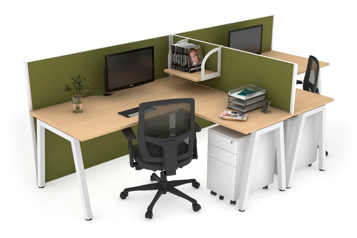 Quadro A Legs 2 Person Corner Workstation - T Configuration [1800L x 1800W with Cable Scallop]