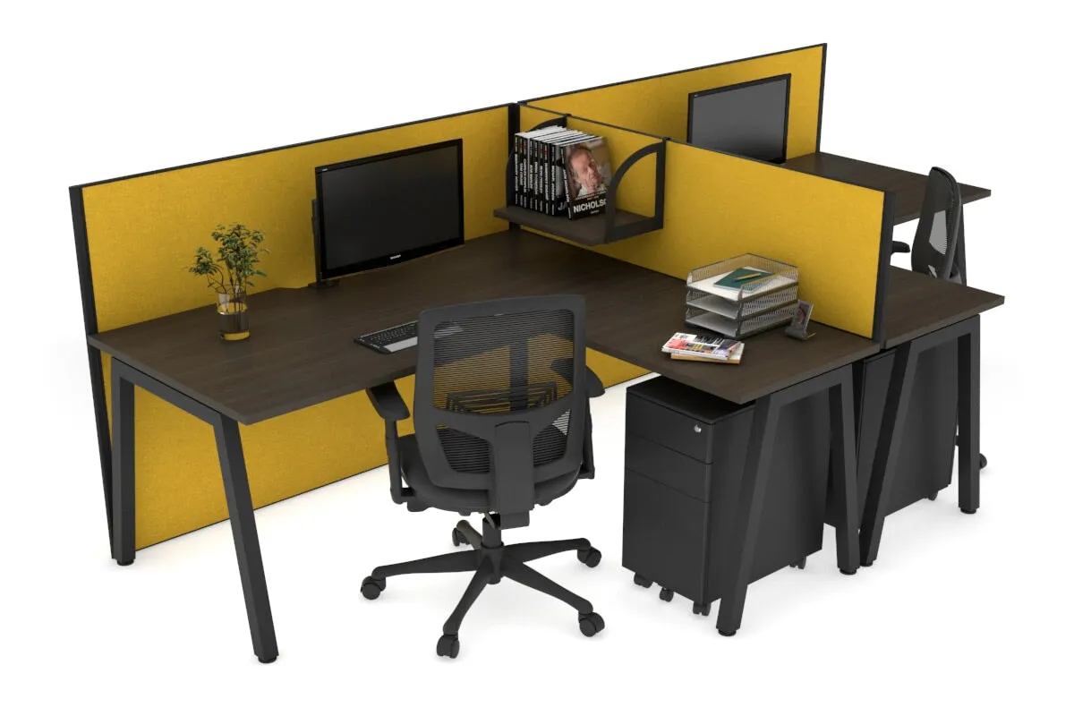 Quadro A Legs 2 Person Corner Workstation - T Configuration [1800L x 1800W with Cable Scallop]