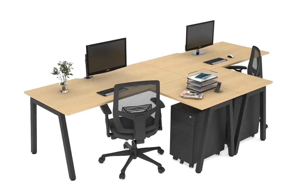 Quadro A Legs 2 Person Corner Workstation - T Configuration [1800L x 1800W with Cable Scallop]