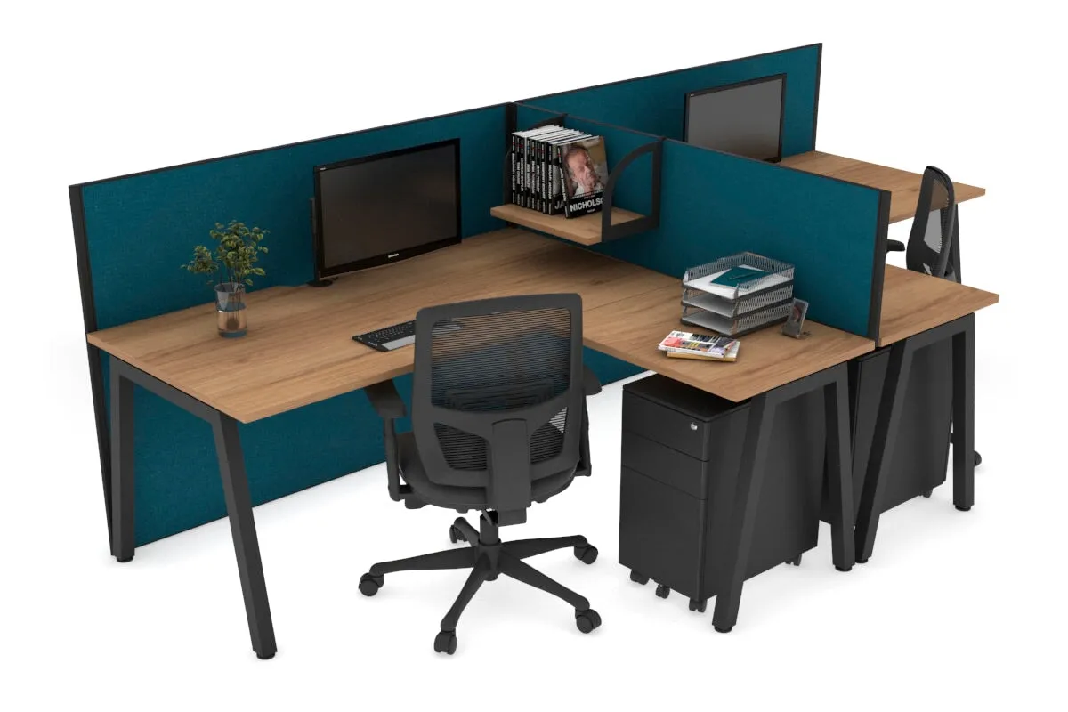 Quadro A Legs 2 Person Corner Workstation - T Configuration [1800L x 1800W with Cable Scallop]