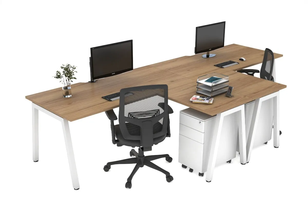 Quadro A Legs 2 Person Corner Workstation - T Configuration [1800L x 1800W with Cable Scallop]