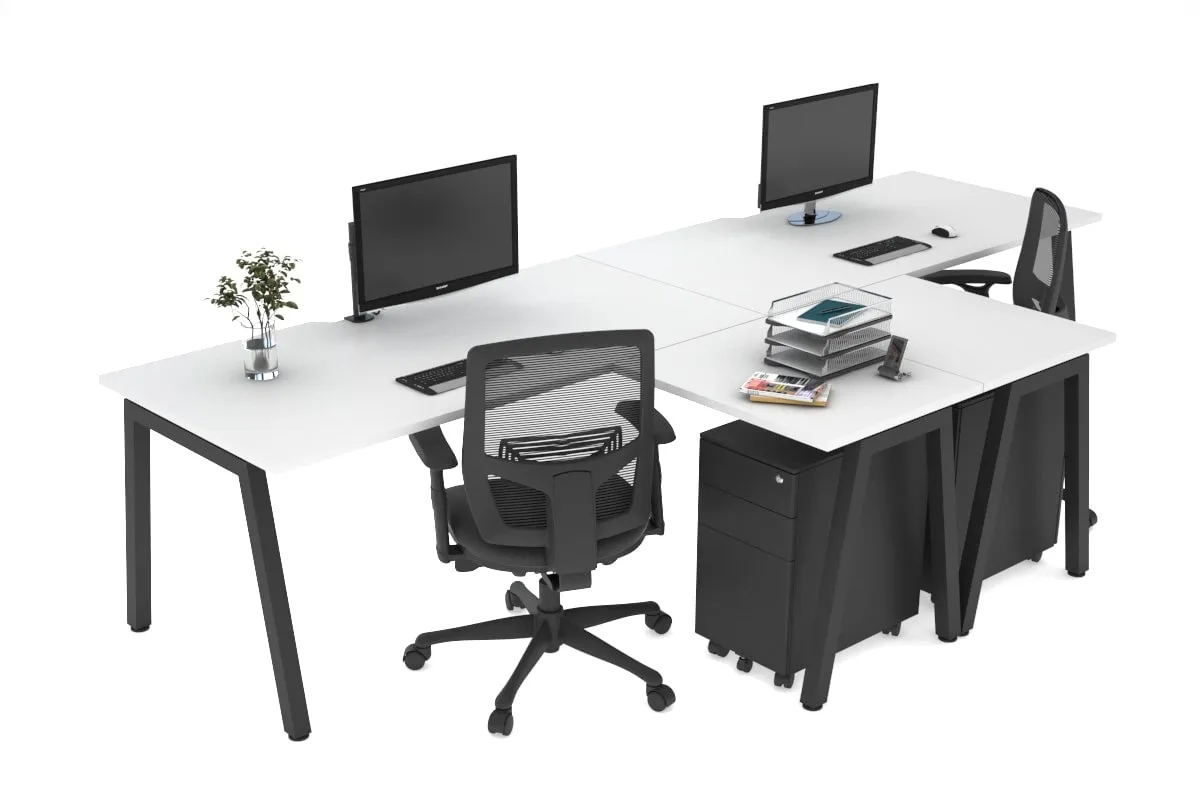 Quadro A Legs 2 Person Corner Workstation - T Configuration [1800L x 1800W with Cable Scallop]