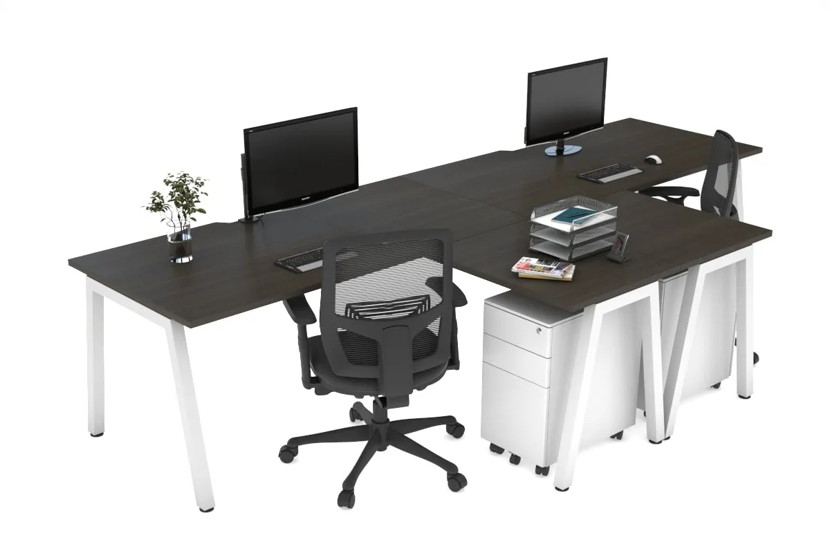 Quadro A Legs 2 Person Corner Workstation - T Configuration [1800L x 1800W with Cable Scallop]