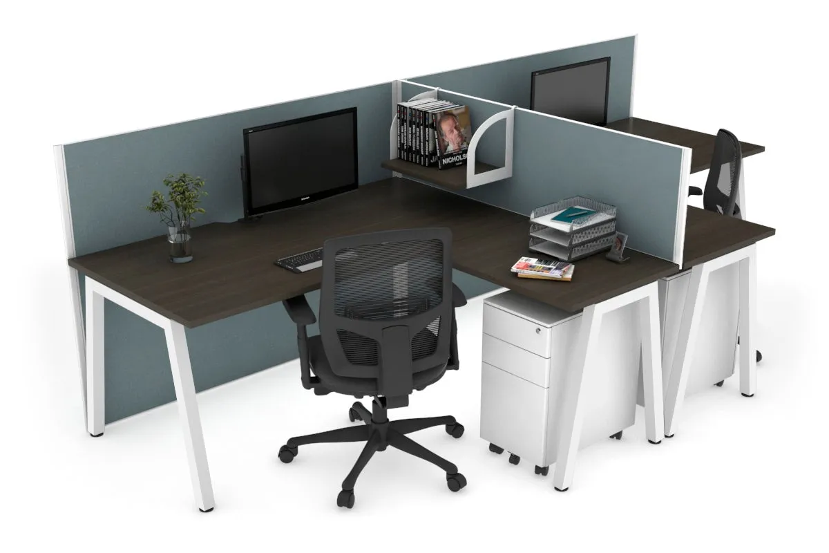 Quadro A Legs 2 Person Corner Workstation - T Configuration [1800L x 1800W with Cable Scallop]