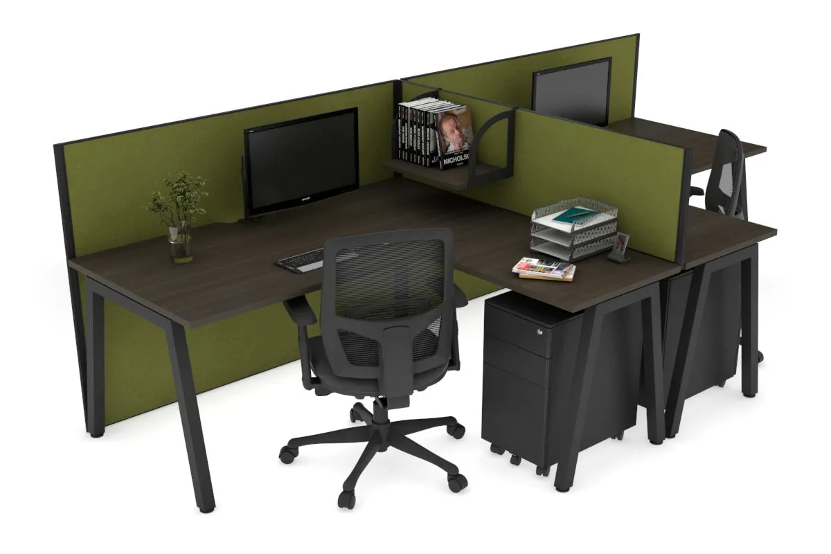 Quadro A Legs 2 Person Corner Workstation - T Configuration [1800L x 1800W with Cable Scallop]