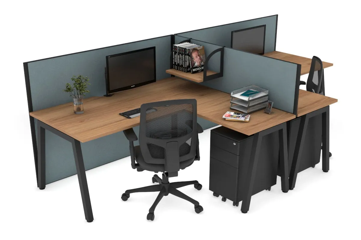 Quadro A Legs 2 Person Corner Workstation - T Configuration [1800L x 1800W with Cable Scallop]