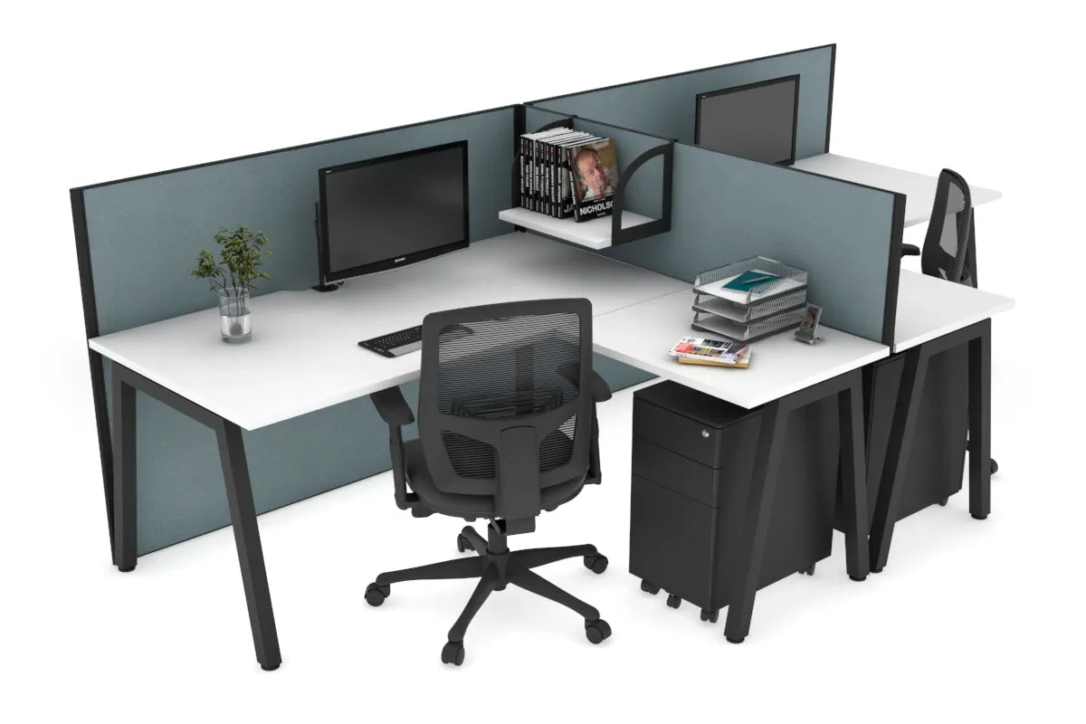 Quadro A Legs 2 Person Corner Workstation - T Configuration [1800L x 1800W with Cable Scallop]