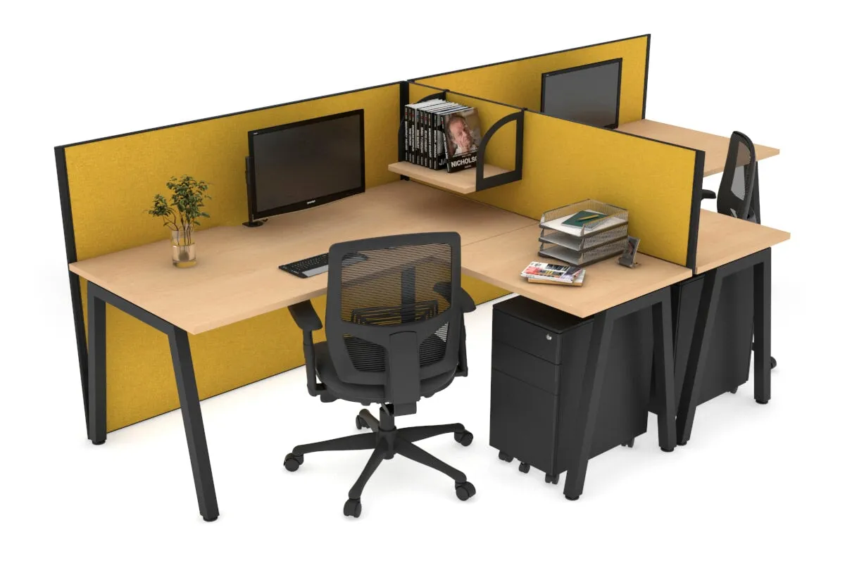 Quadro A Legs 2 Person Corner Workstation - T Configuration [1800L x 1800W with Cable Scallop]