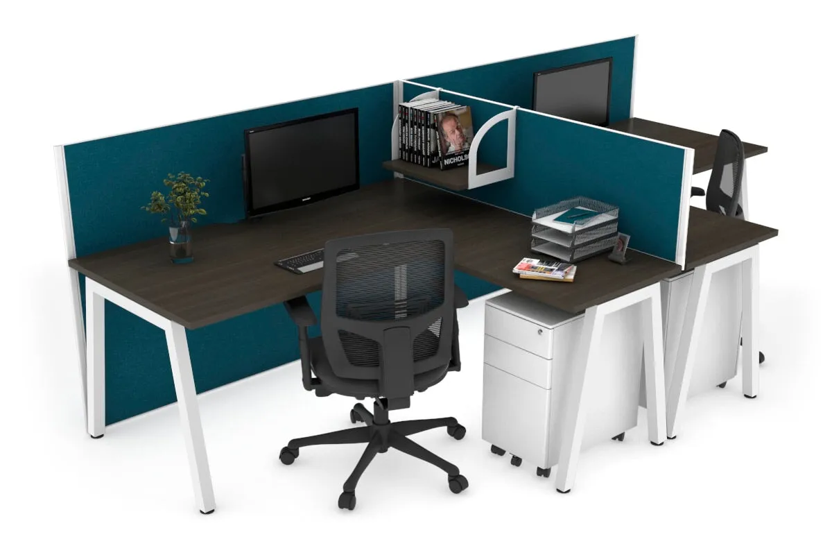 Quadro A Legs 2 Person Corner Workstation - T Configuration [1800L x 1800W with Cable Scallop]