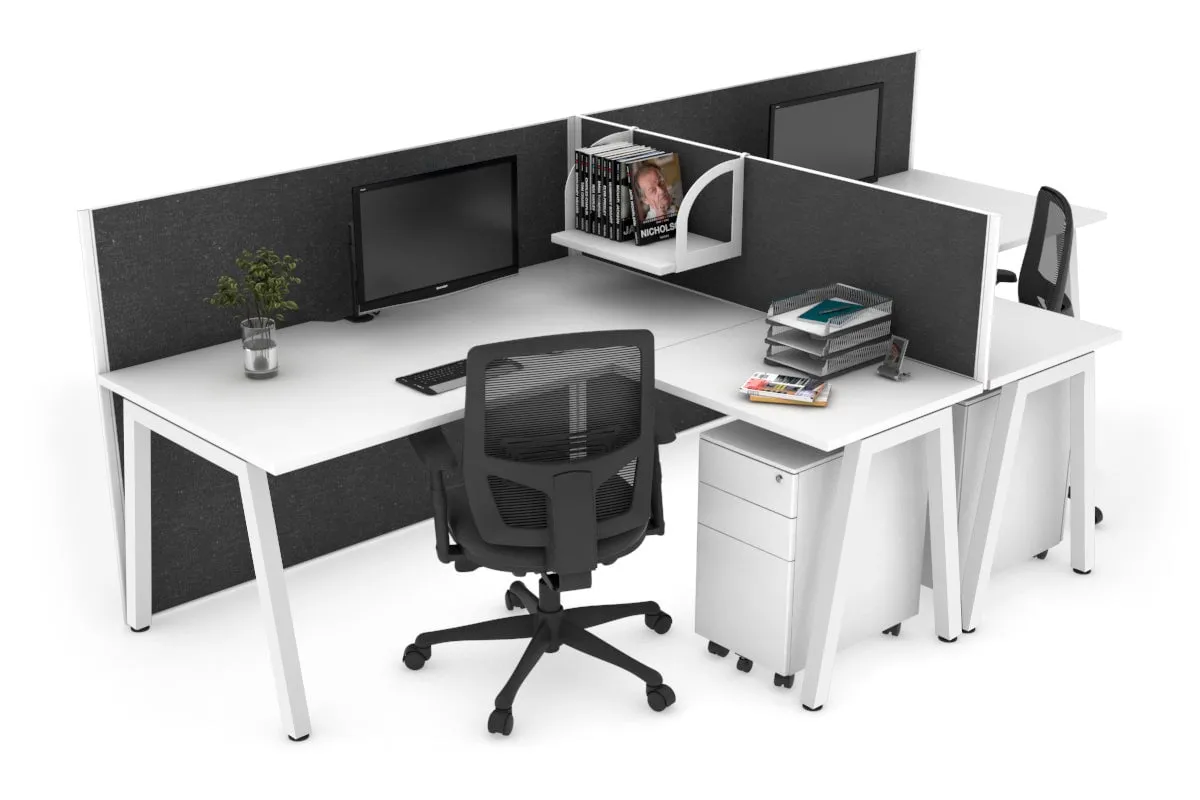 Quadro A Legs 2 Person Corner Workstation - T Configuration [1800L x 1800W with Cable Scallop]