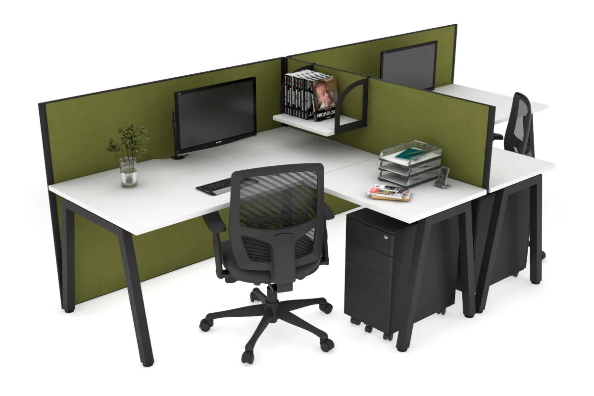 Quadro A Legs 2 Person Corner Workstation - T Configuration [1800L x 1800W with Cable Scallop]