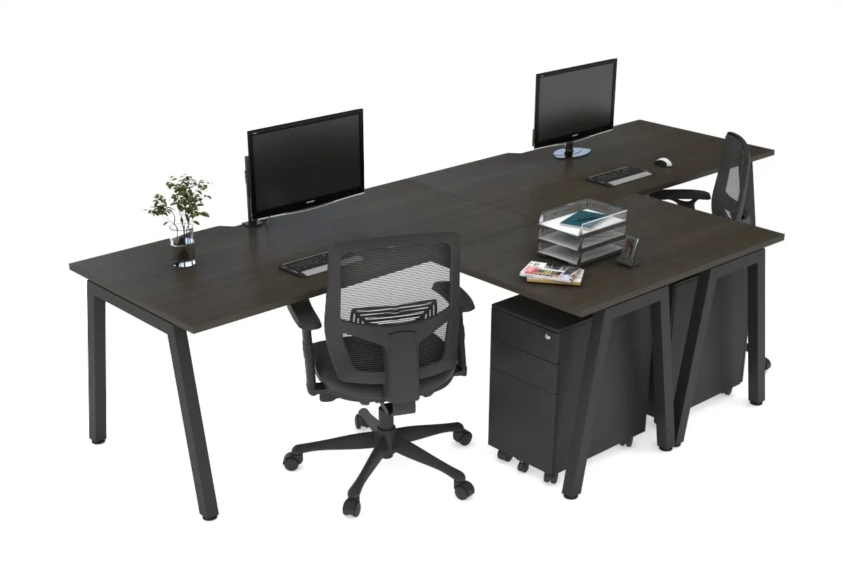 Quadro A Legs 2 Person Corner Workstation - T Configuration [1800L x 1800W with Cable Scallop]