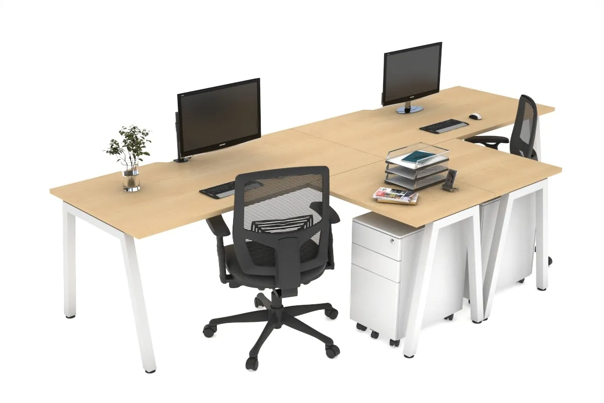 Quadro A Legs 2 Person Corner Workstation - T Configuration [1800L x 1800W with Cable Scallop]