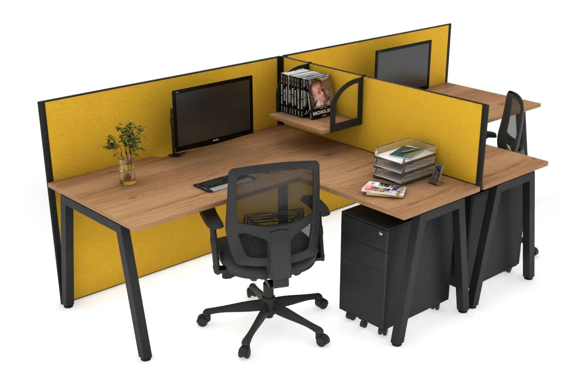 Quadro A Legs 2 Person Corner Workstation - T Configuration [1800L x 1800W with Cable Scallop]