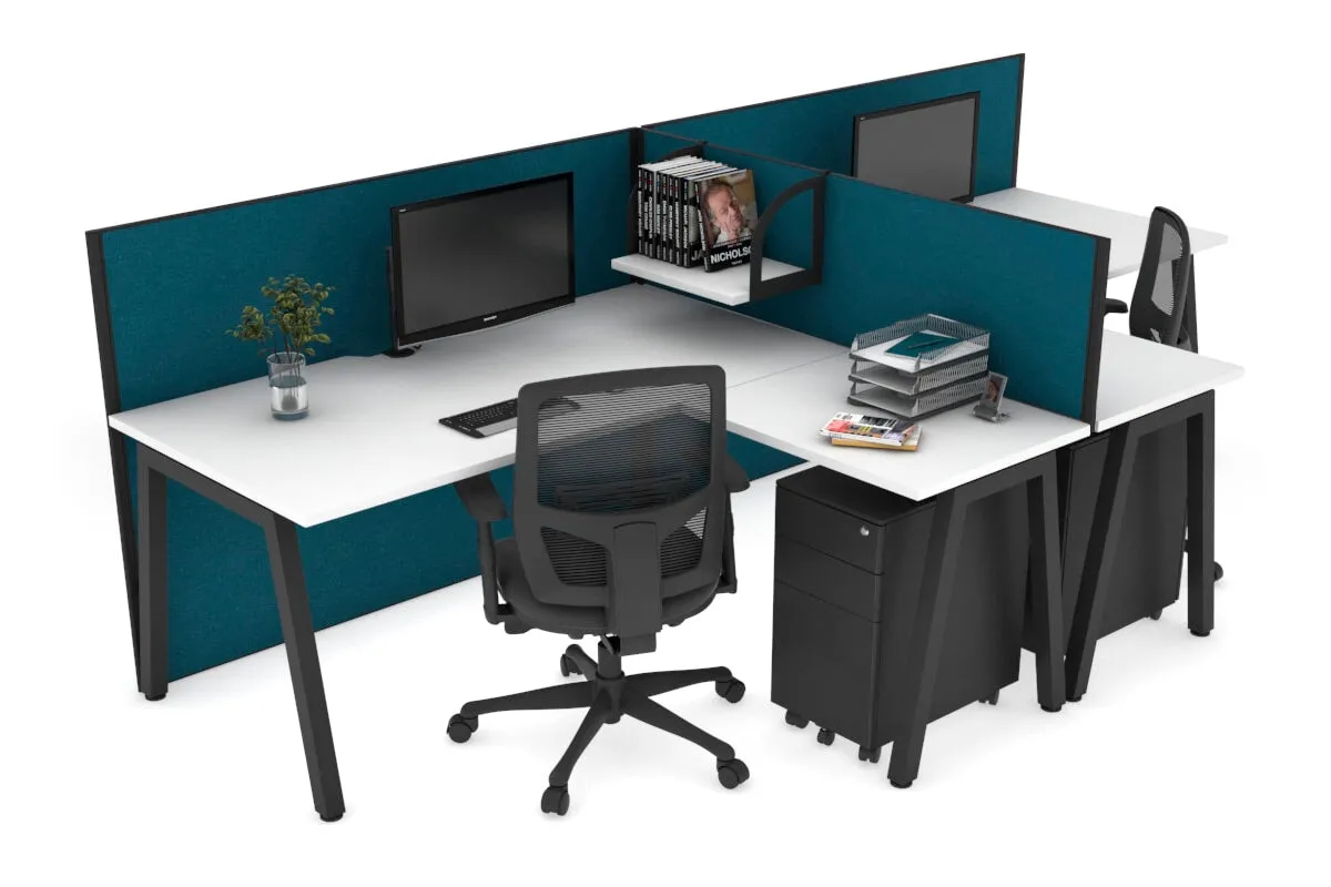 Quadro A Legs 2 Person Corner Workstation - T Configuration [1800L x 1800W with Cable Scallop]