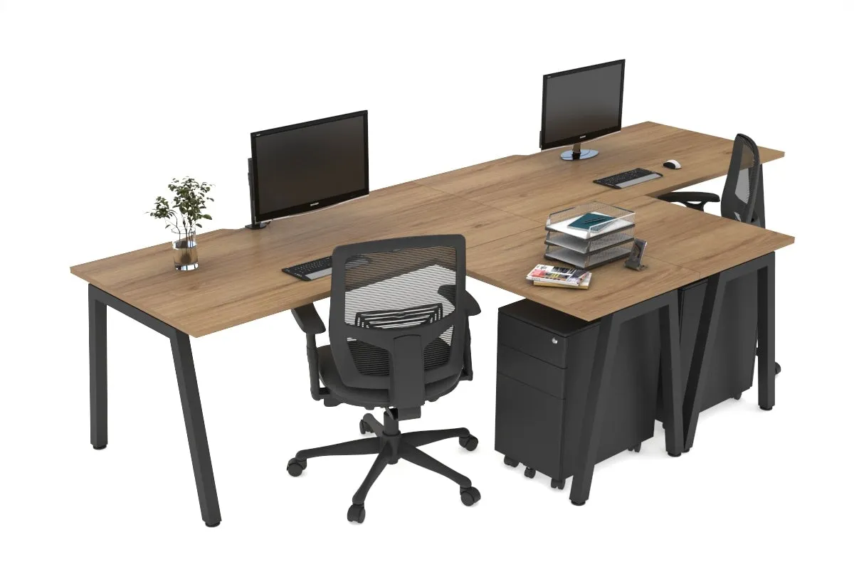 Quadro A Legs 2 Person Corner Workstation - T Configuration [1800L x 1800W with Cable Scallop]