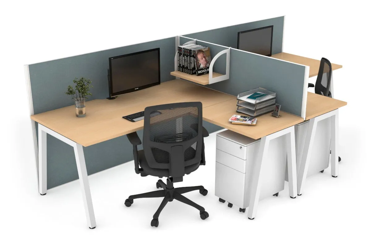 Quadro A Legs 2 Person Corner Workstation - T Configuration [1800L x 1800W with Cable Scallop]