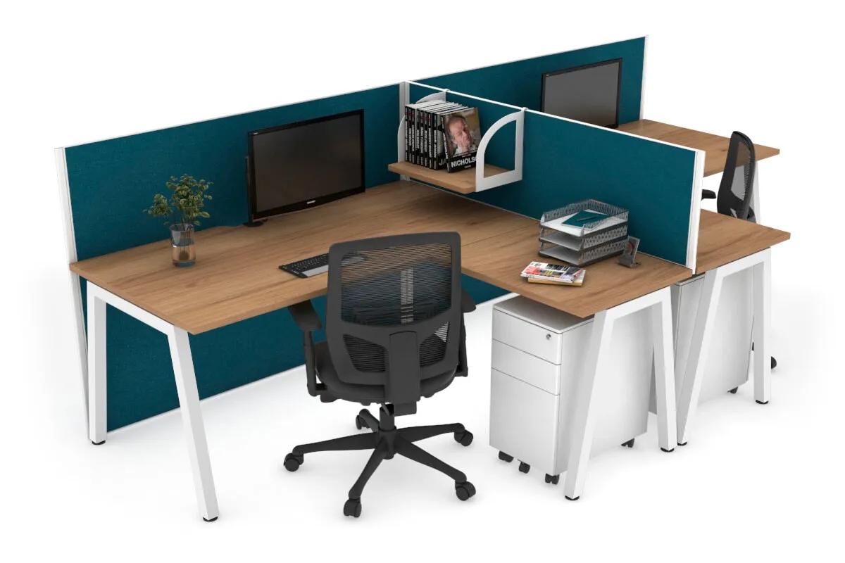 Quadro A Legs 2 Person Corner Workstation - T Configuration [1800L x 1800W with Cable Scallop]