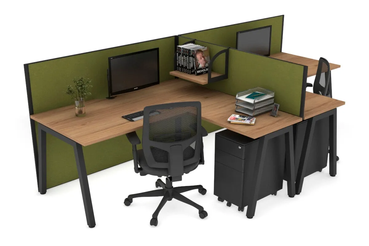 Quadro A Legs 2 Person Corner Workstation - T Configuration [1800L x 1800W with Cable Scallop]