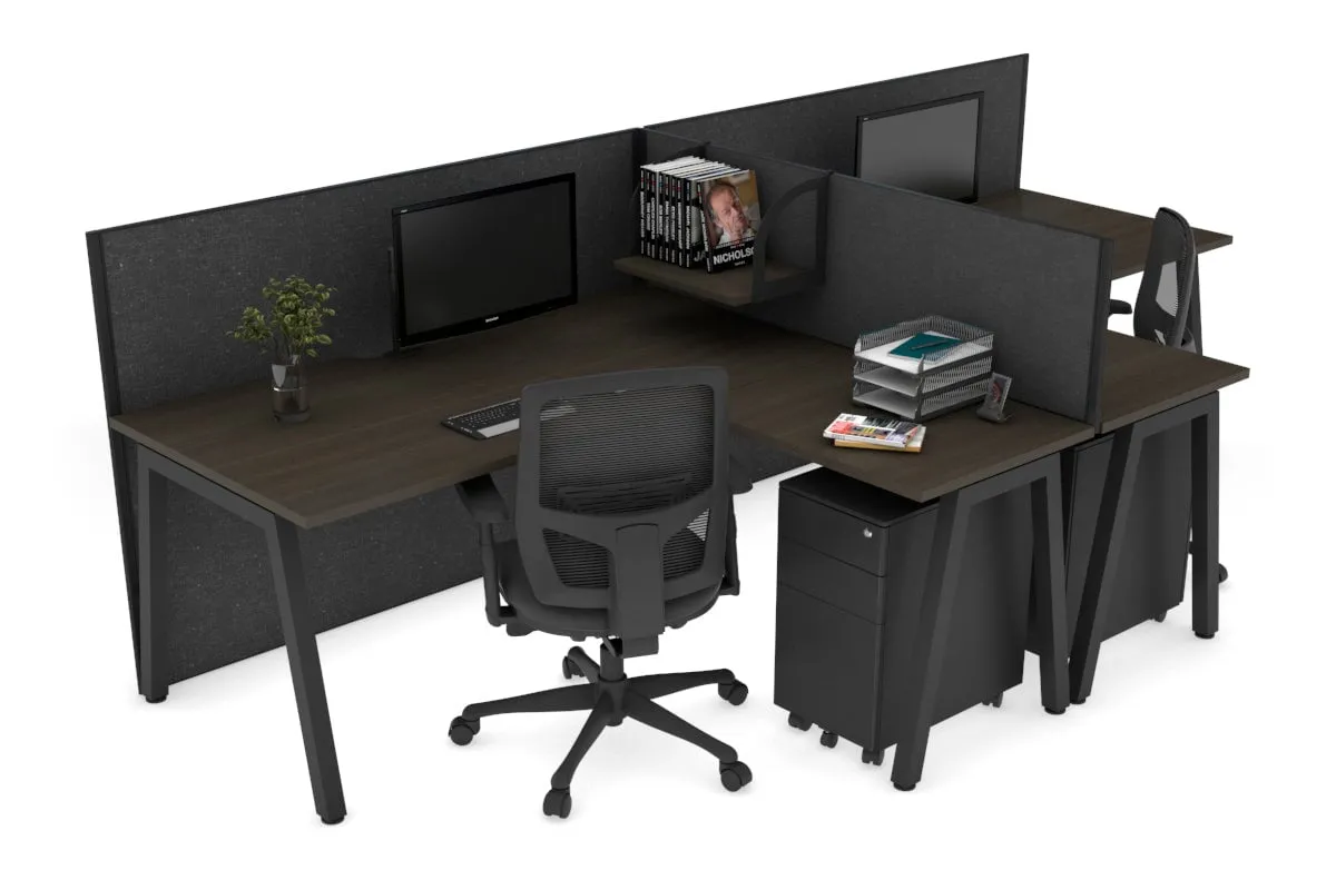 Quadro A Legs 2 Person Corner Workstation - T Configuration [1800L x 1800W with Cable Scallop]