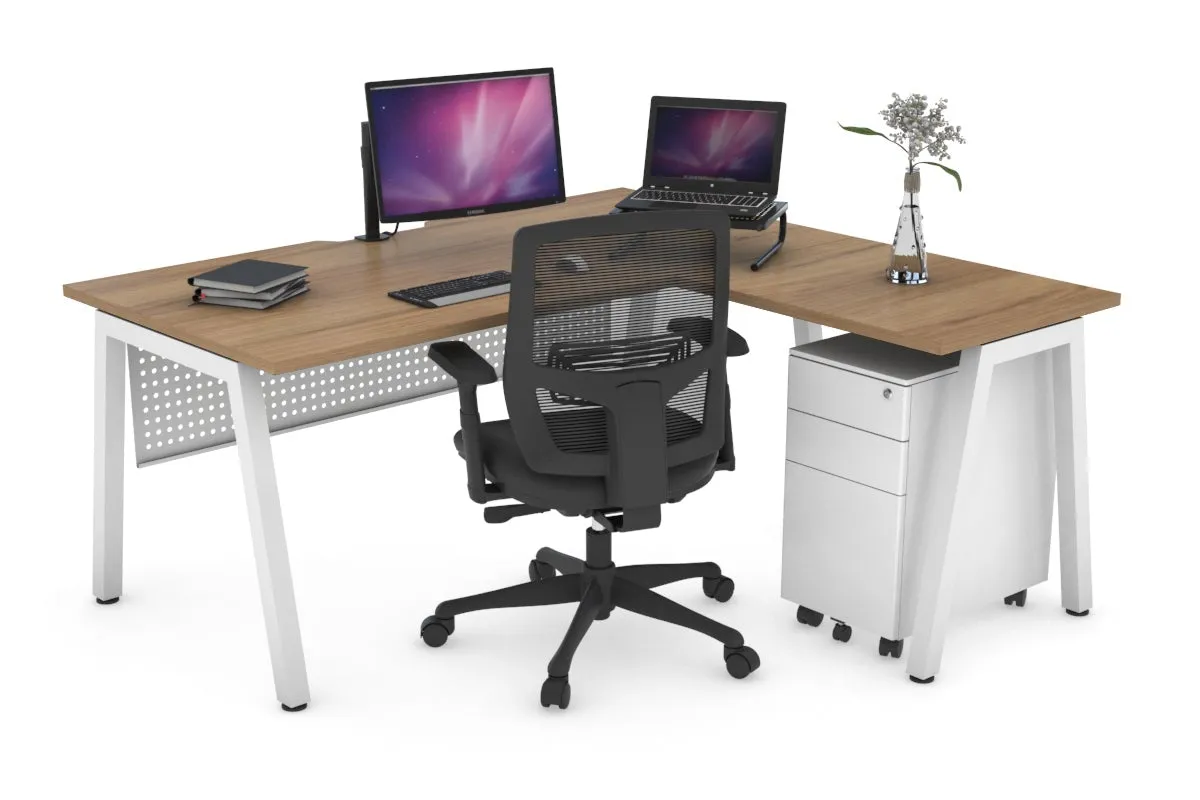 Quadro A Legs L-Shaped Corner Office Desk [1600L x 1800W with Cable Scallop]