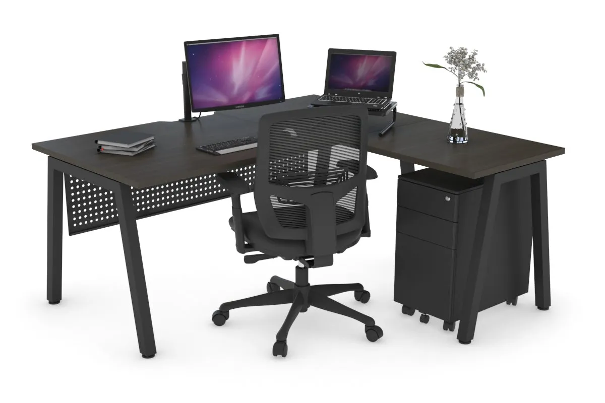 Quadro A Legs L-Shaped Corner Office Desk [1600L x 1800W with Cable Scallop]