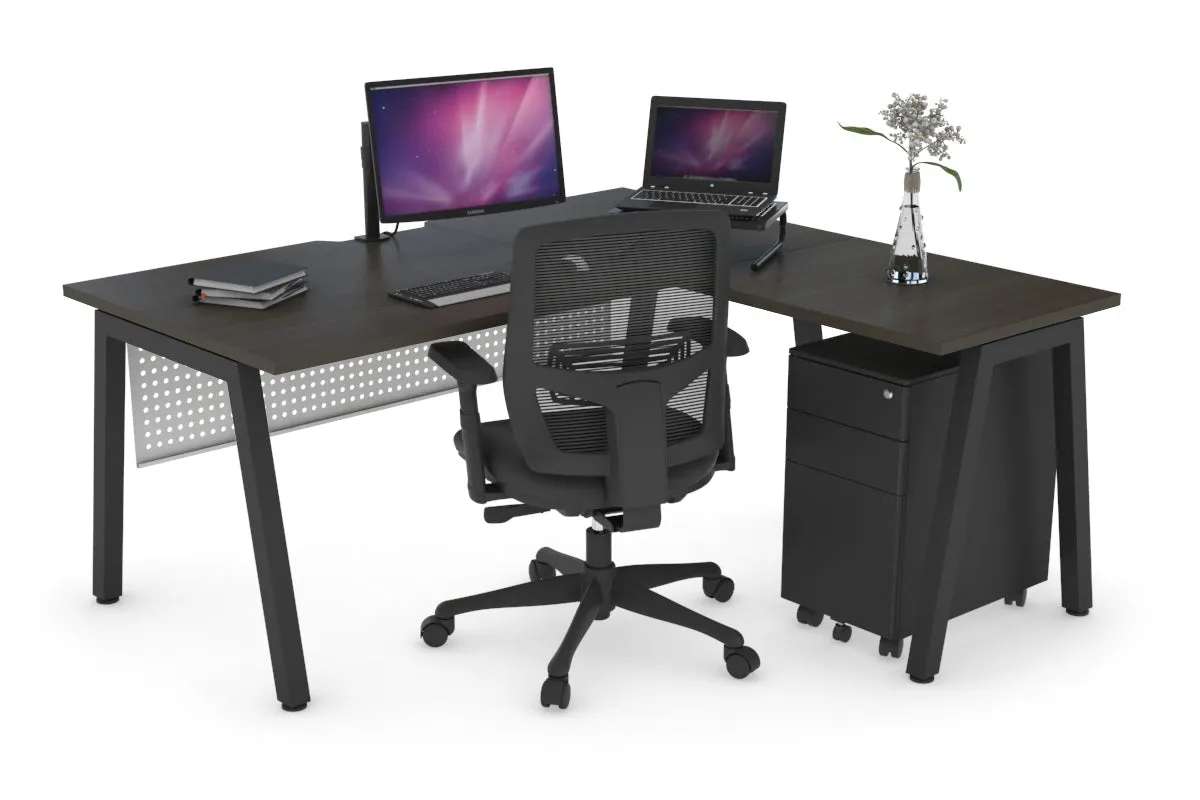 Quadro A Legs L-Shaped Corner Office Desk [1600L x 1800W with Cable Scallop]