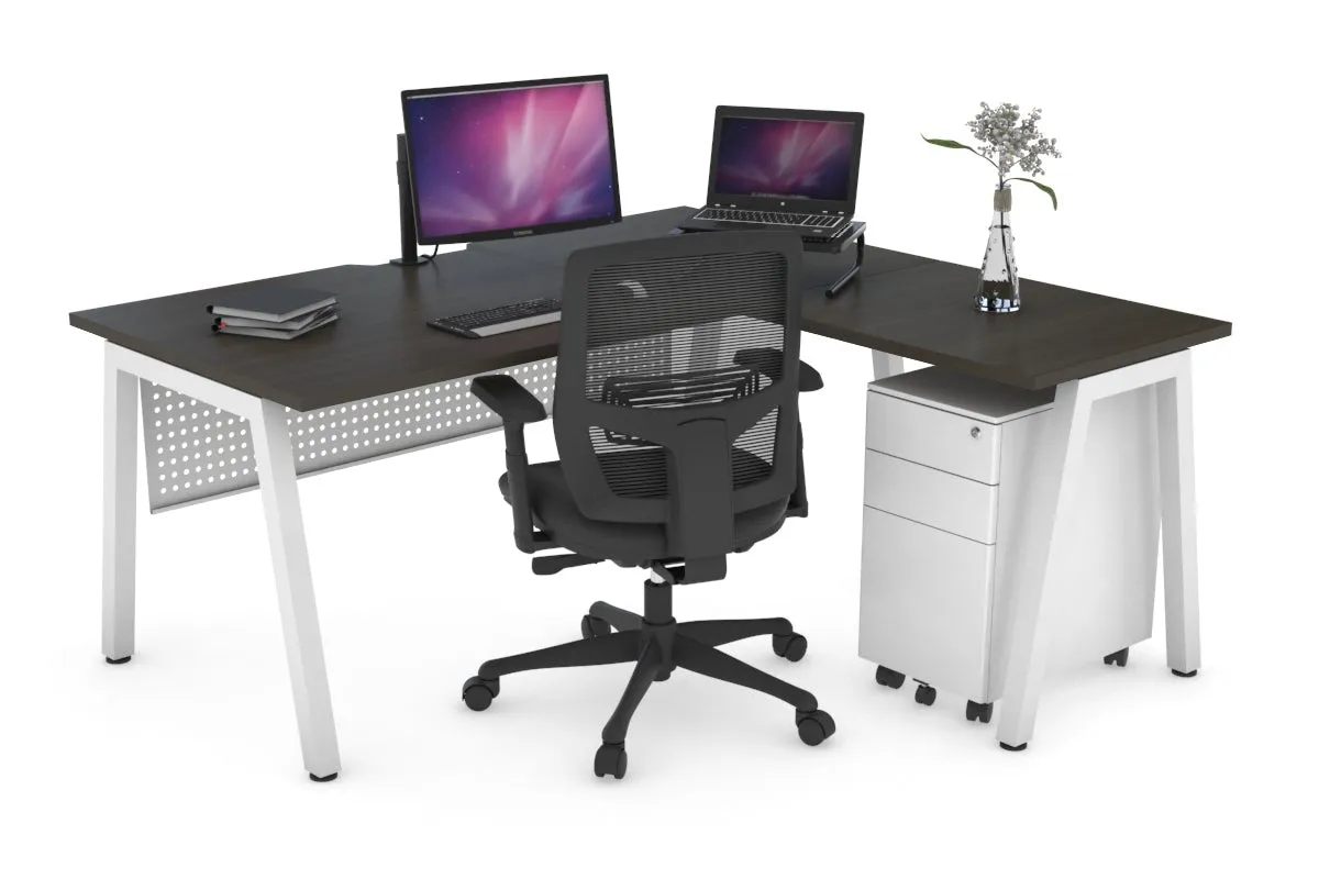 Quadro A Legs L-Shaped Corner Office Desk [1600L x 1800W with Cable Scallop]