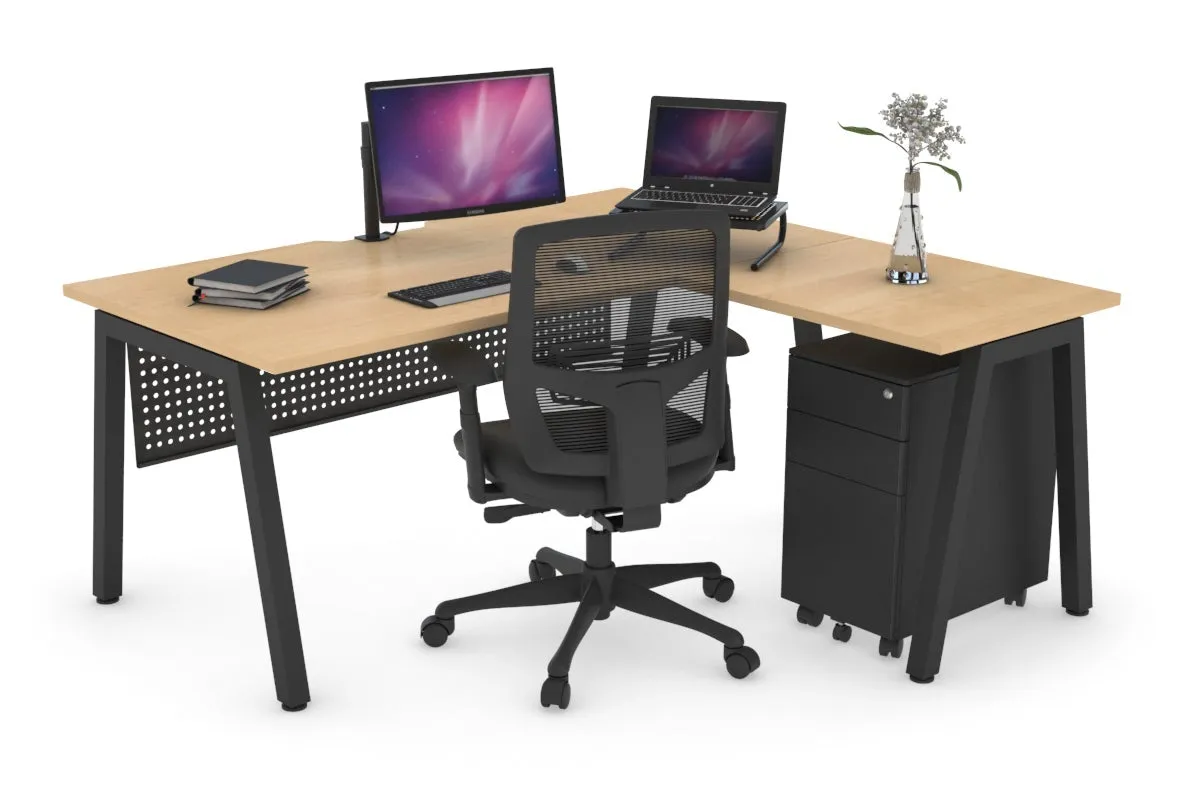 Quadro A Legs L-Shaped Corner Office Desk [1600L x 1800W with Cable Scallop]