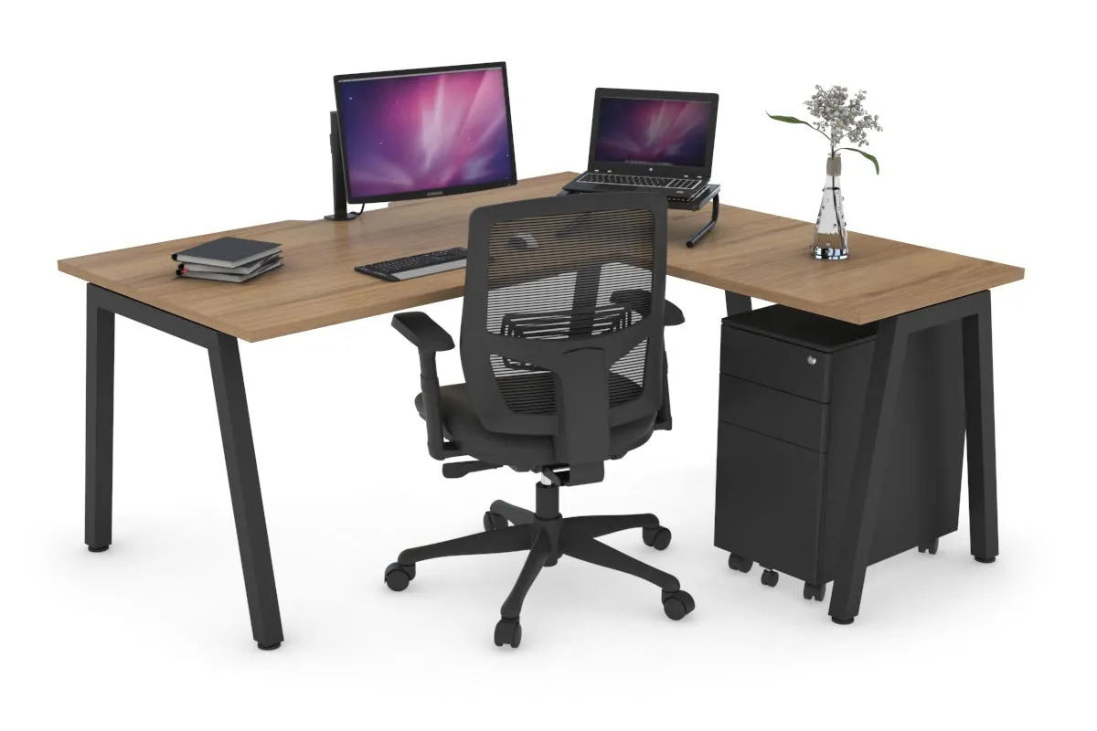 Quadro A Legs L-Shaped Corner Office Desk [1600L x 1800W with Cable Scallop]